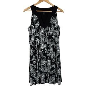 White House Black Market Paisley Tiered Ruffle Dress